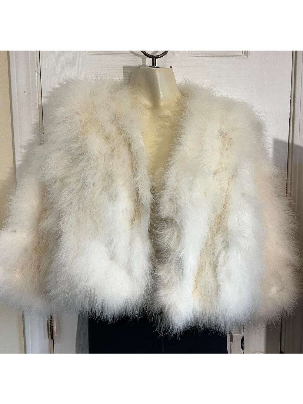 Linda richards real white feather jacket